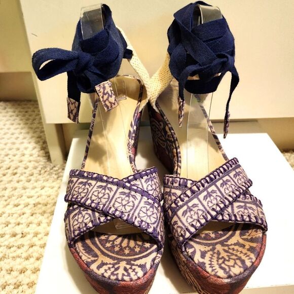 Stuart Weitzman "Theodora & Callum" Platform Wedge Espadrilles Sz.8/38 Ret $360 - Picture 11 of 14